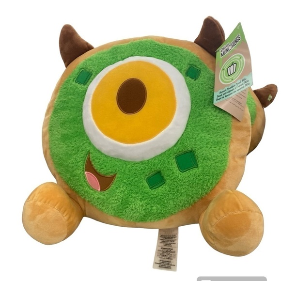 Disney Munchling Mike Wazowski Plush Pillow NEW Monsters Inc Avocado Toast Bagel - Picture 1 of 2